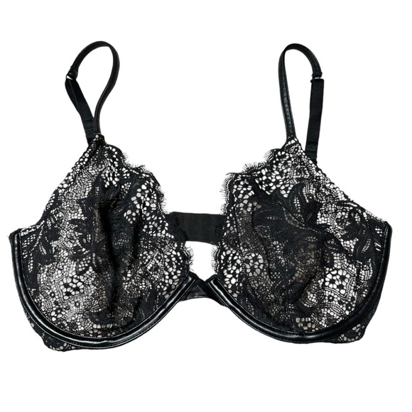 Victoria's Secret Very Sexy Unlined Plunge Bra 32DDD Black‎ Lace Underwire - Picture 1 of 7
